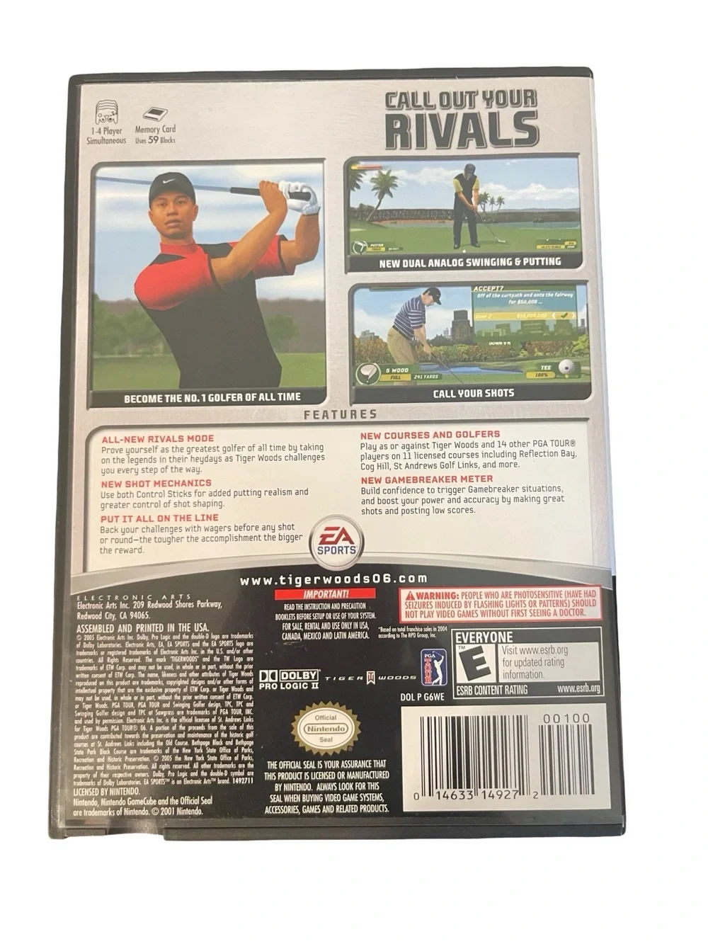 Tiger Woods PGA Tour 06 Nintendo GameCube Untested